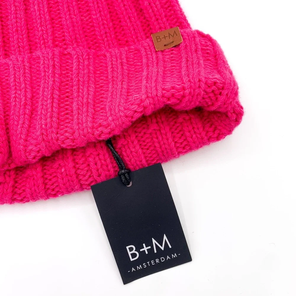 B + M Amsterdam Pink Chunky Knit Winter Hat